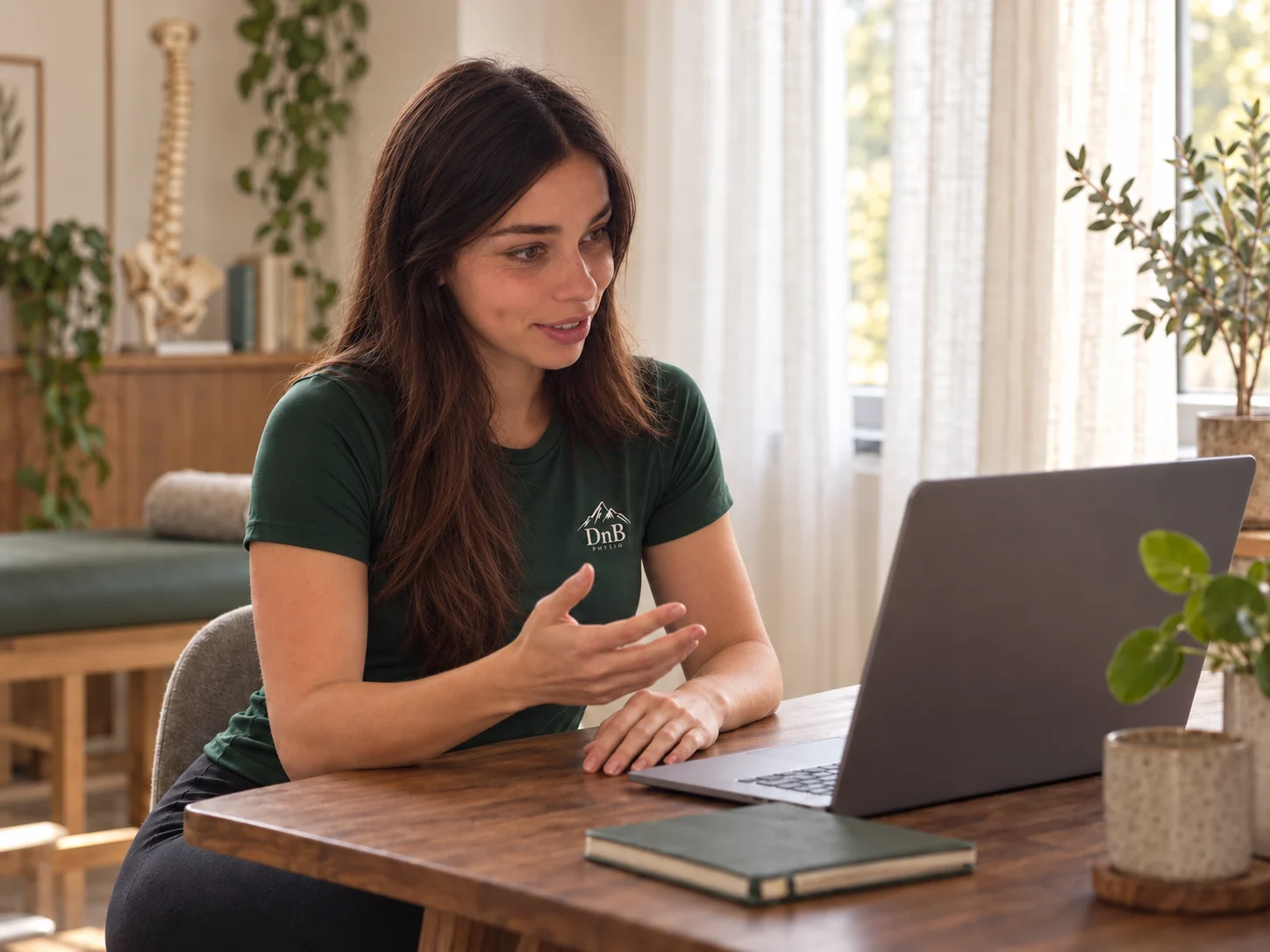 Bogi guiding an individual online physiotherapy consultation