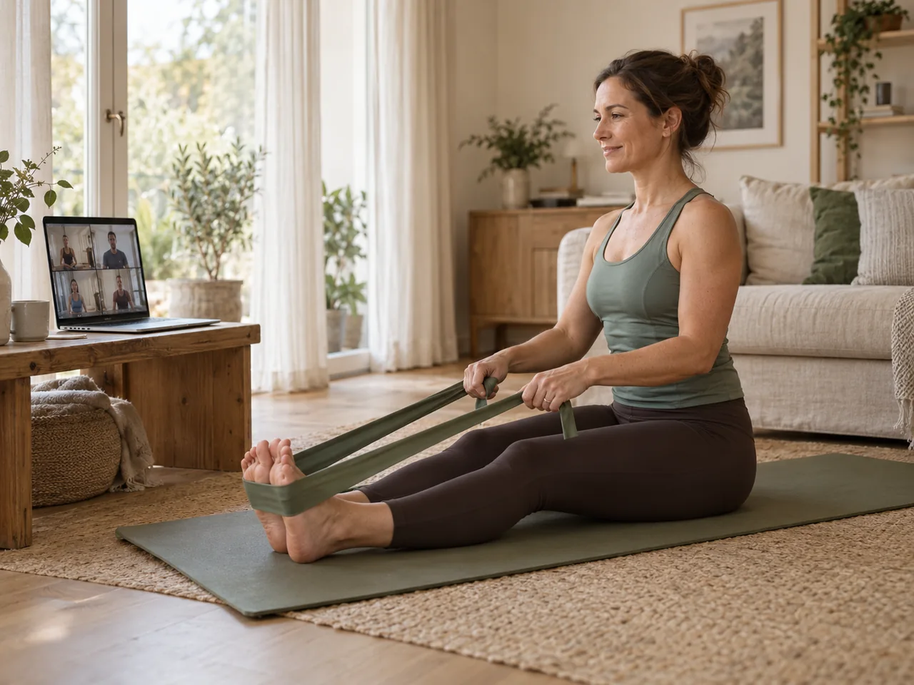 Participant joining a small group movement session online